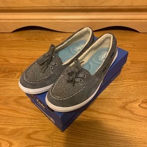 NWT Keds Glimmer Suede Comfort Boat Shoes Gray and Light Blue Women’s Size 8